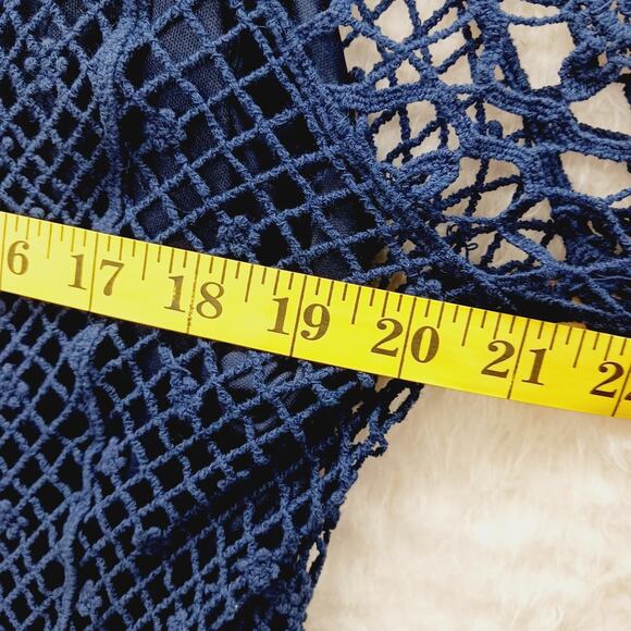Tunic Top Size 3X Crochet Navy Unconventional Lace Lagenlook Luxury Old Money - Picture 7 of 14